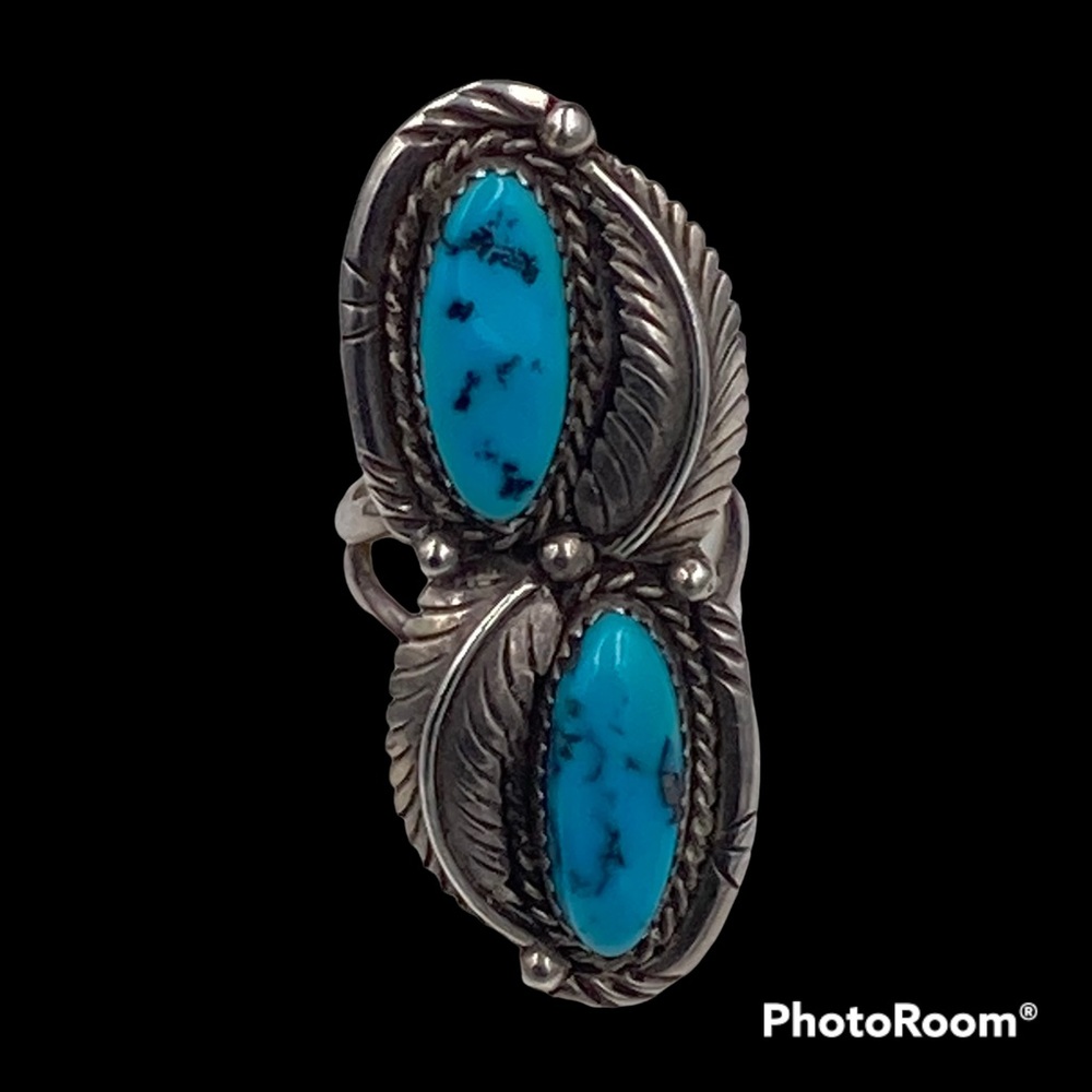 Authentic Native American Sterling Turquoise Ring… - image 2